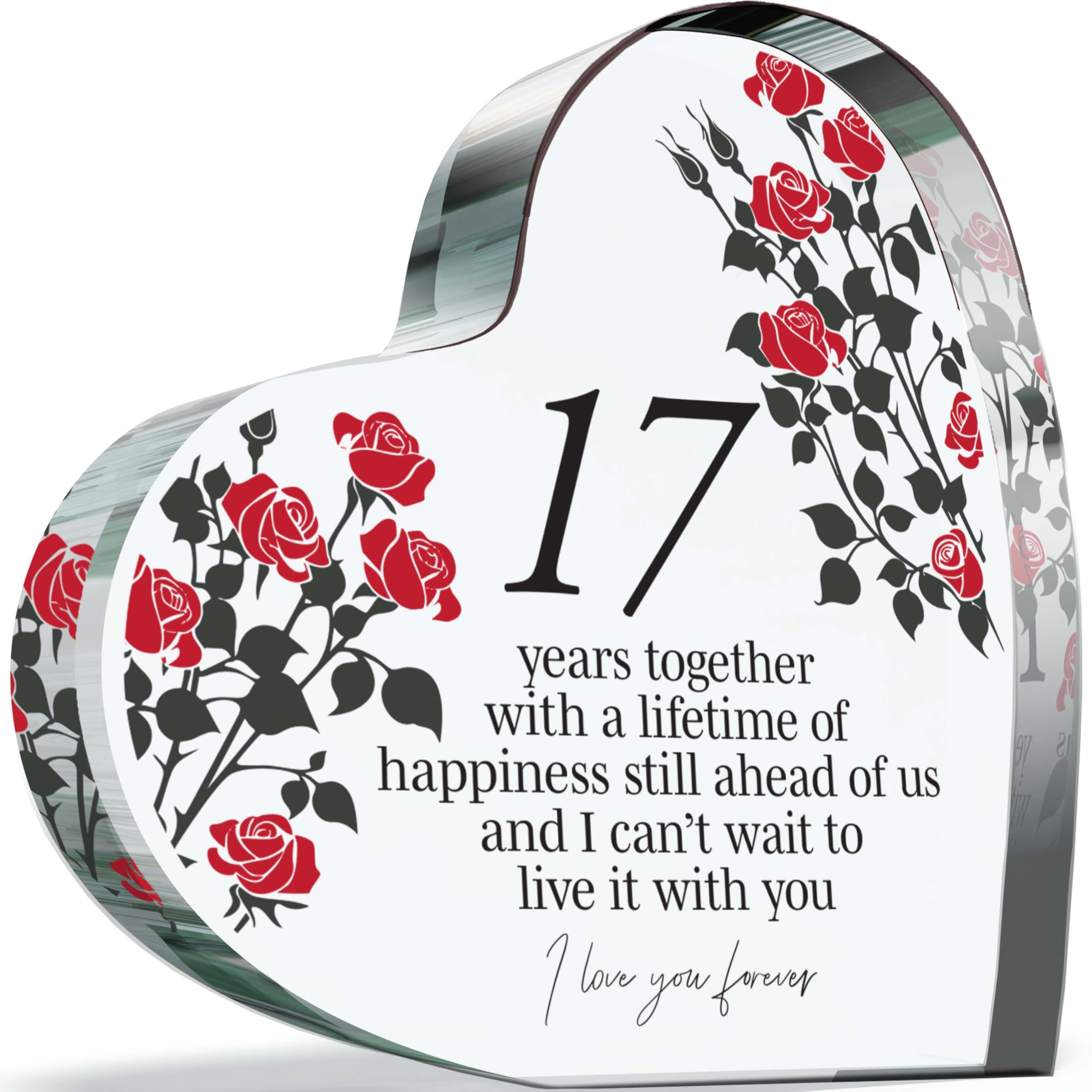17th Anniversary Acrylic Heart Plaque for Wife or Husband