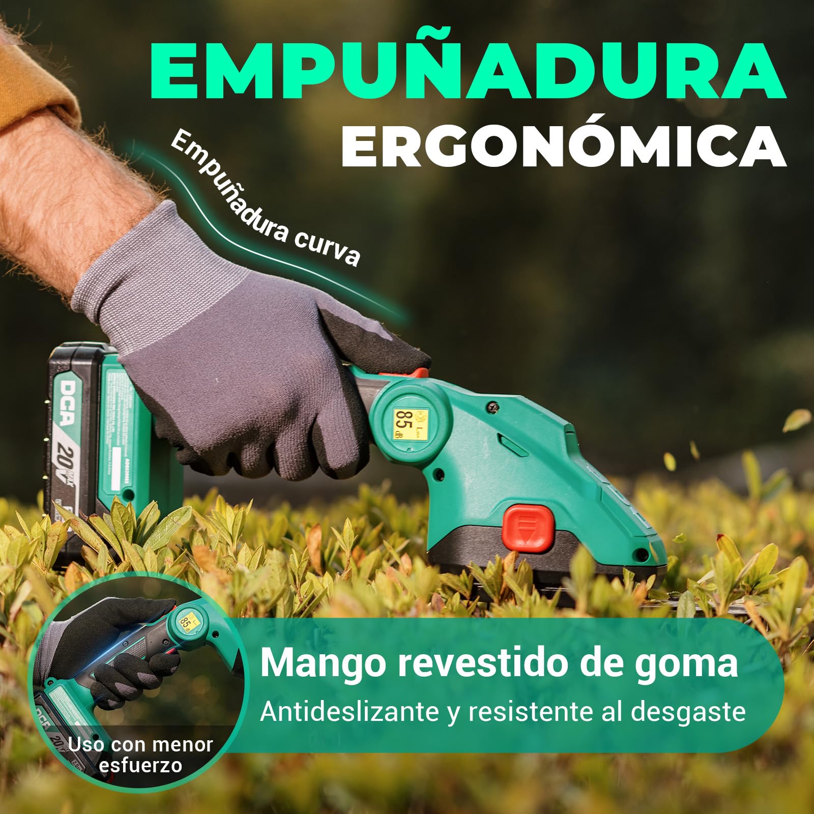 DCA Tijera Cortacésped Inalámbrica 20V Cortasetos y Cortabordes 2en1,2.0Ah