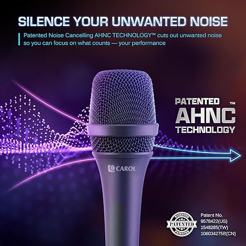 Miniatura 4 de CAROL AC-900 XLR Micrófono vocal con cable - Micrófono supercardioide dinámico con tecnología de cancelación de ruido AHNC de doble motor para