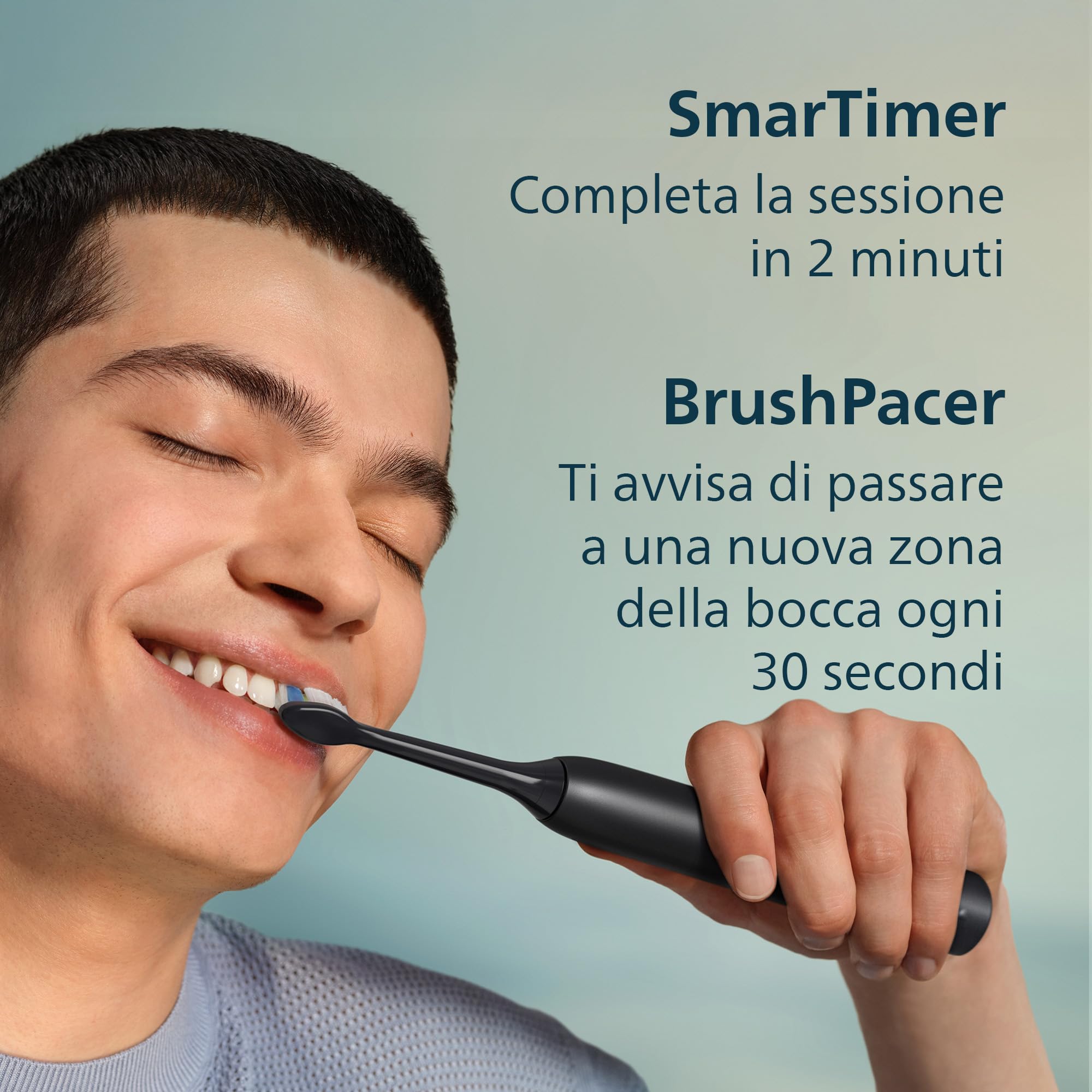 Philips Sonicare Serie 4100 - Spazzolino elettrico sonico con sensore di pressione, 4 impostazioni, EasyStart, SmarTimer, autonomia 21 giorni, custodia, nero, HX4046/52, [Nuovo]