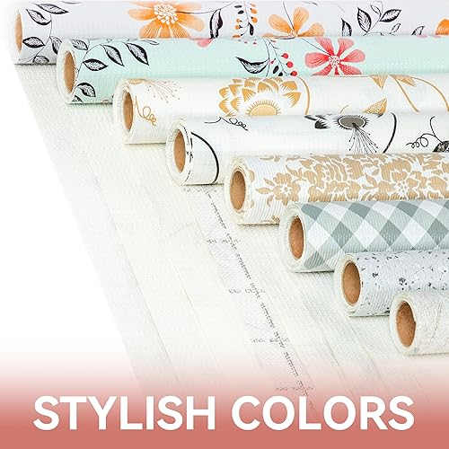 Miniatura 9 de Revestimiento para estantes, 12 pulgadas x 10 pies, no adhesivo, hojas doradas, revestimiento floral para armario de despensa, agarre fuerte,