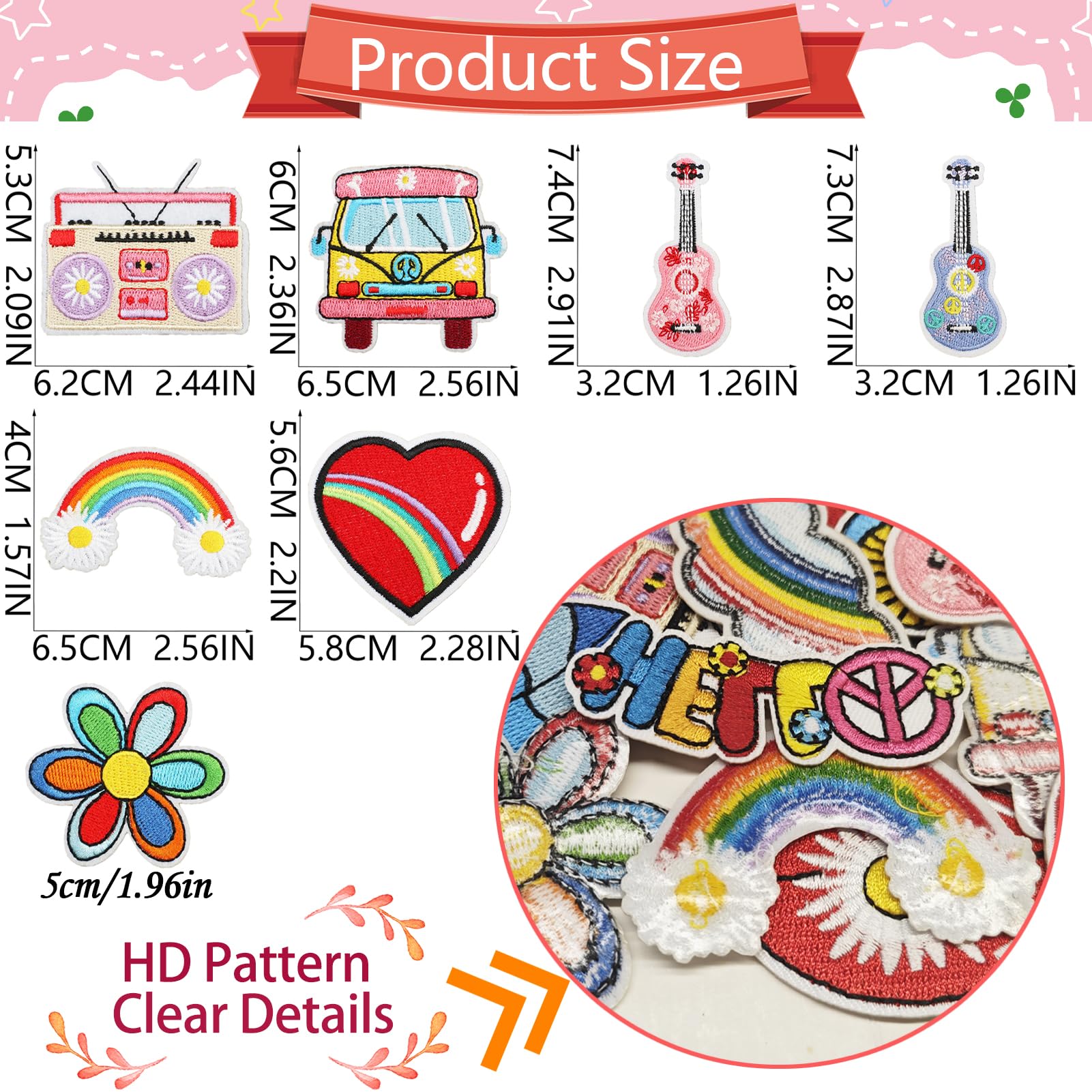 20 Parches Vintage Termoadhesivos Para Coser, Parches Bordados Hippies Retro Para Camisetas, Mochilas, Vaqueros, Chaquetas, Ropa, Sombreros | En Línea