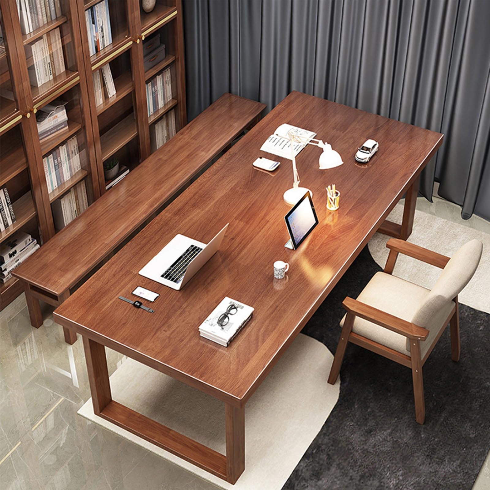 Konferenztisch für Schulungen, Büros und Meetings, großer Konferenztisch aus Massivholz für 4-8 Personen, robuster Seminartisch, braune Ausführung, 180 x 81 x 76 cm (71 x 32 x 30 Zoll) - Pro