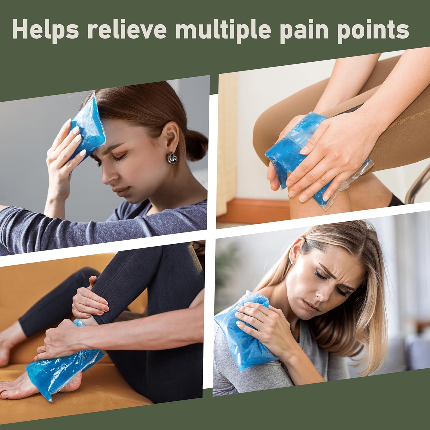 4PK Flexible Hot and Cold Gel Packs for Injuries Reusable - Gel Ice Pack Cold Compress for Knee, Back, Neck, Wrist, Hand, Elbow, Ankle Pain Relief - 9.5" x 4.5"