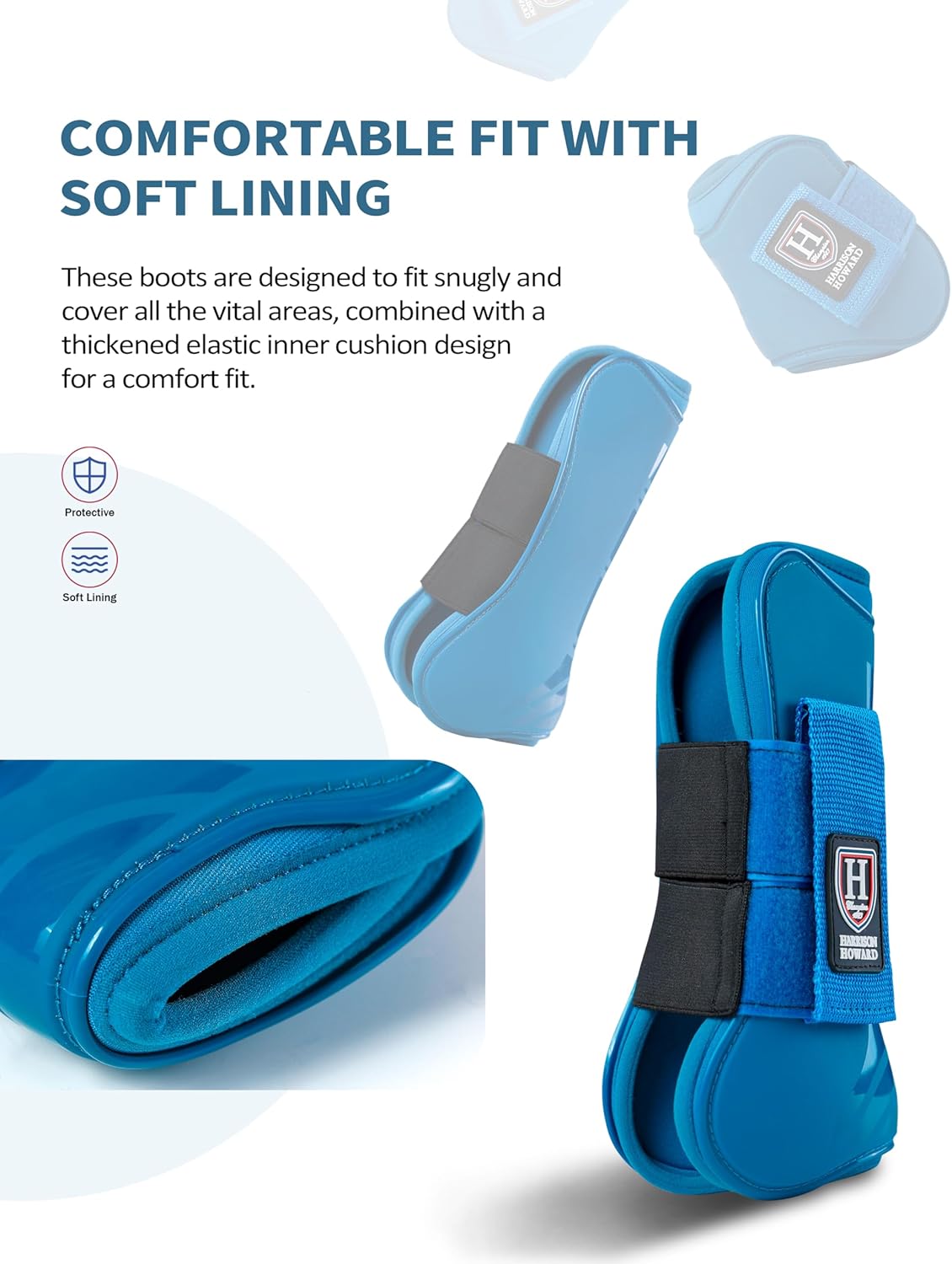 Harrison Howard Horse Tendon Boots Open Front/Fetlock Boot for Horse Protective Boots for Jumping, Trail Riding Set of 4