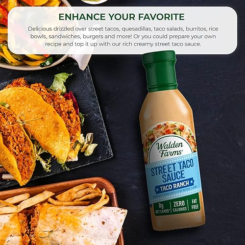 Miniatura 4 de Walden Farms Street Taco Sauce Ranch Aderezo para ensalada, papas fritas, quesadillas, pollo, burritos Tex-Mex y otros aperitivos, botella de 12