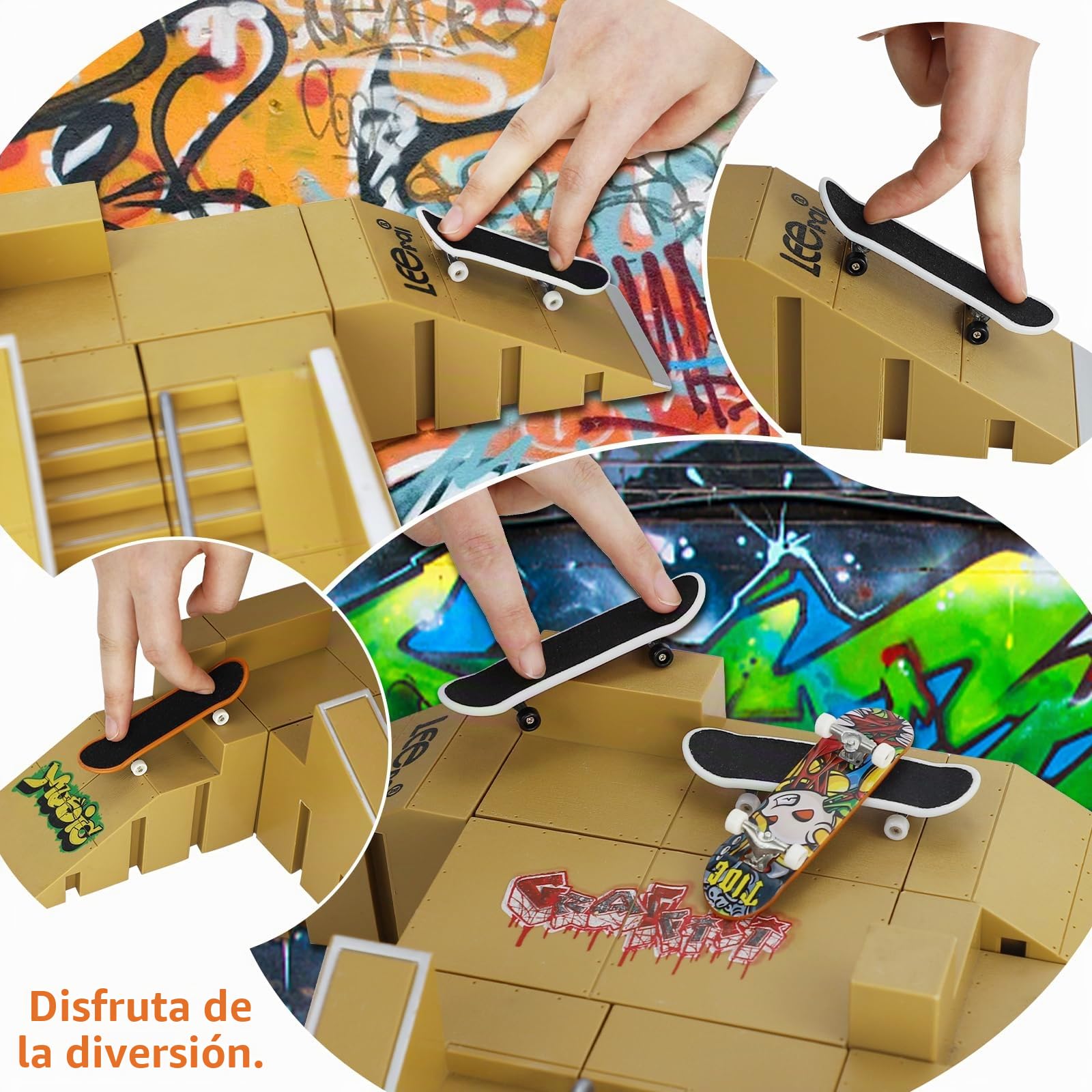 Juego de Accesorios para monopatín y rampa, Juego de Accesorios para Skate Park, Piezas de rampa para Tech Deck Fingerboard Mini Finger Skateboard Diapasones Ultimate Parks