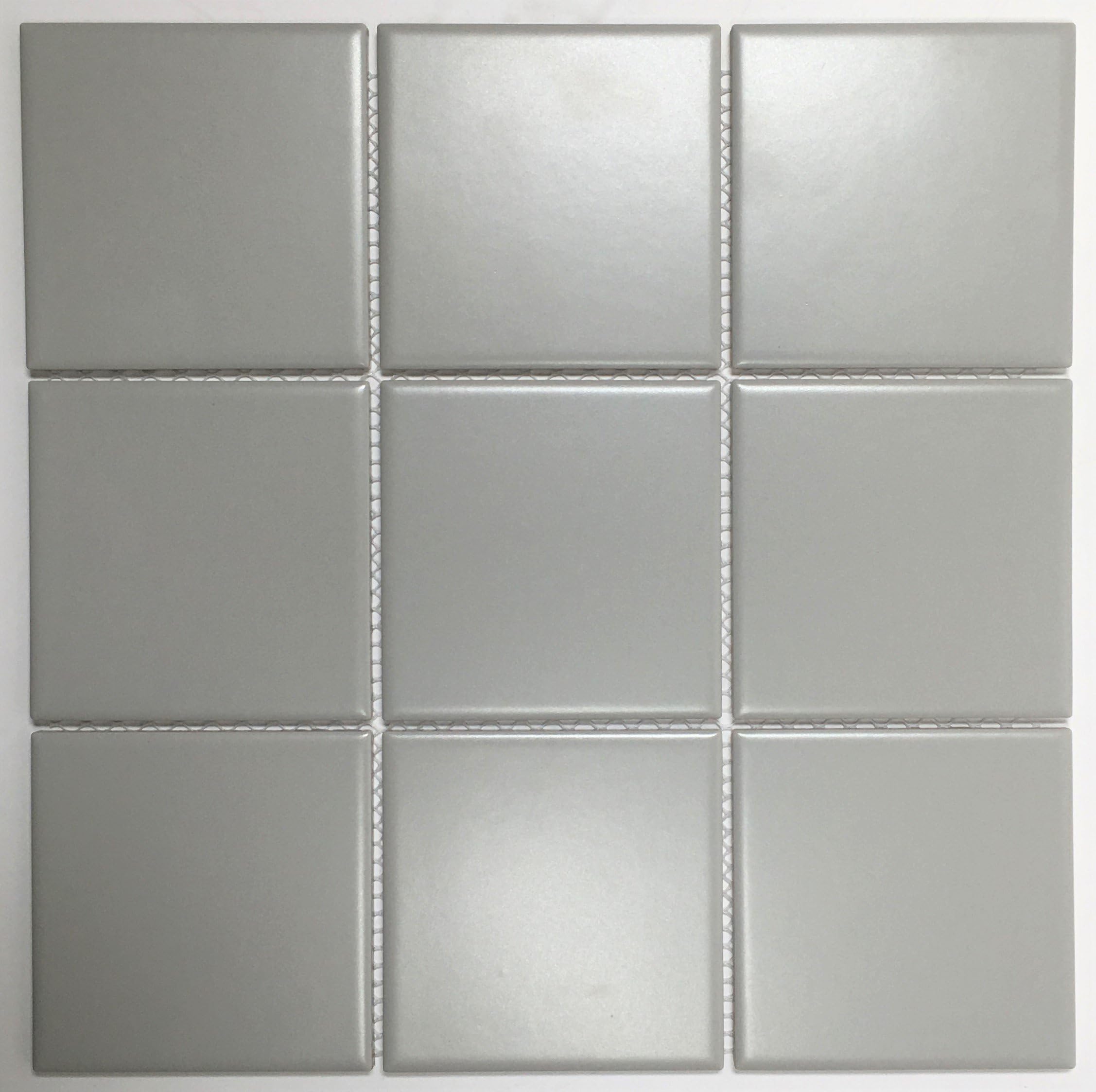 Porcelain 3-3/4 in. x 3-3/4 in. Matte Mesh-Mounted Mosaic for Backsplah, Bathroom Floor & Wall Tiles (11 pcs/case) (Light Gray)