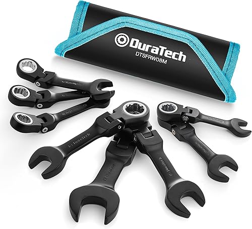 Miniatura 9 de DURATECH Stubby - Juego de llaves combinadas de trinquete de cabeza flexible, SAE, 8 piezas, 516" a 34", acero CR-V, revestimiento electroforético