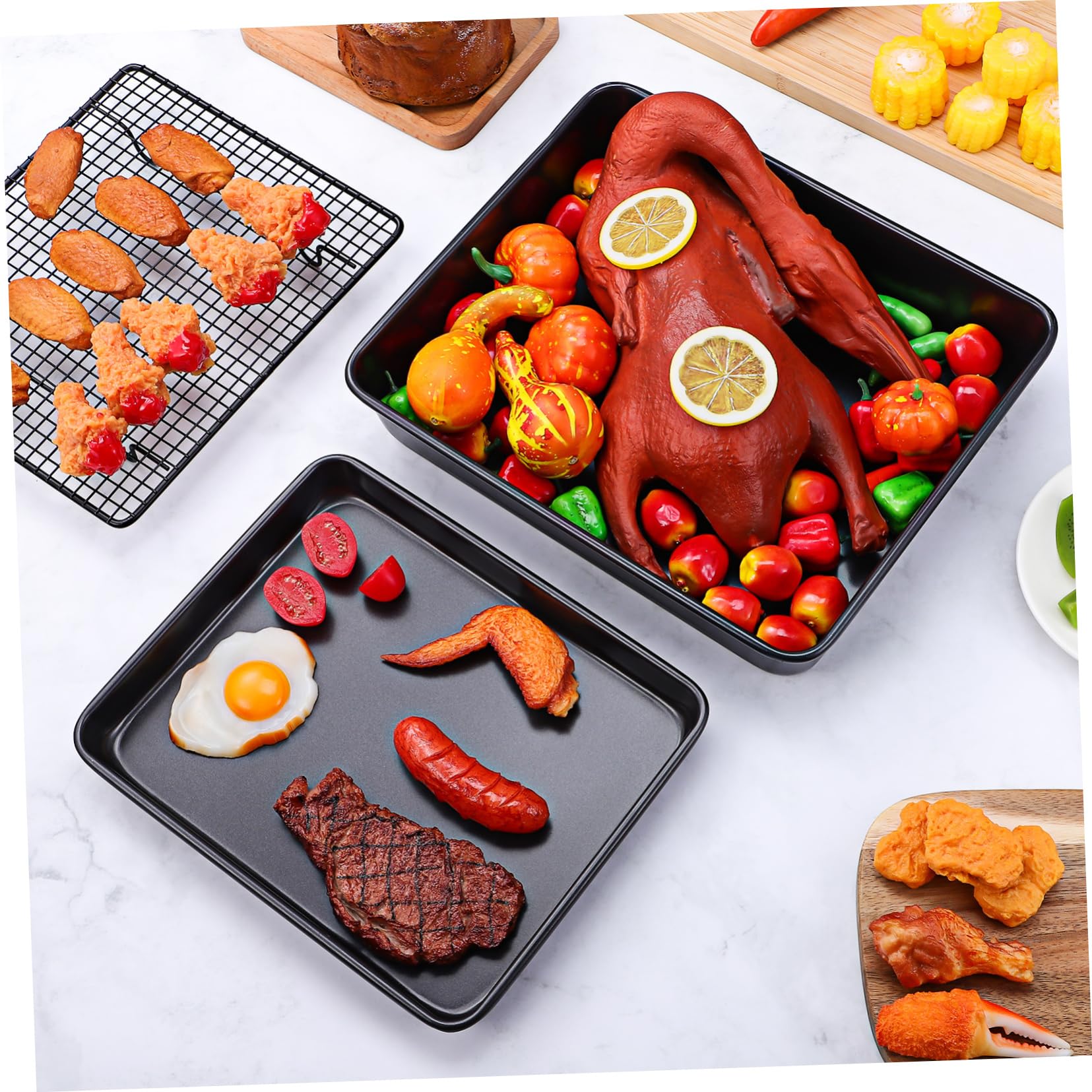 2stücke Ofenbleche Aus Edelstahl Backblech Für Toaster-ofen Backbleche Metallbleche Zum Backen Und Grillen Kochbleche Für Küche