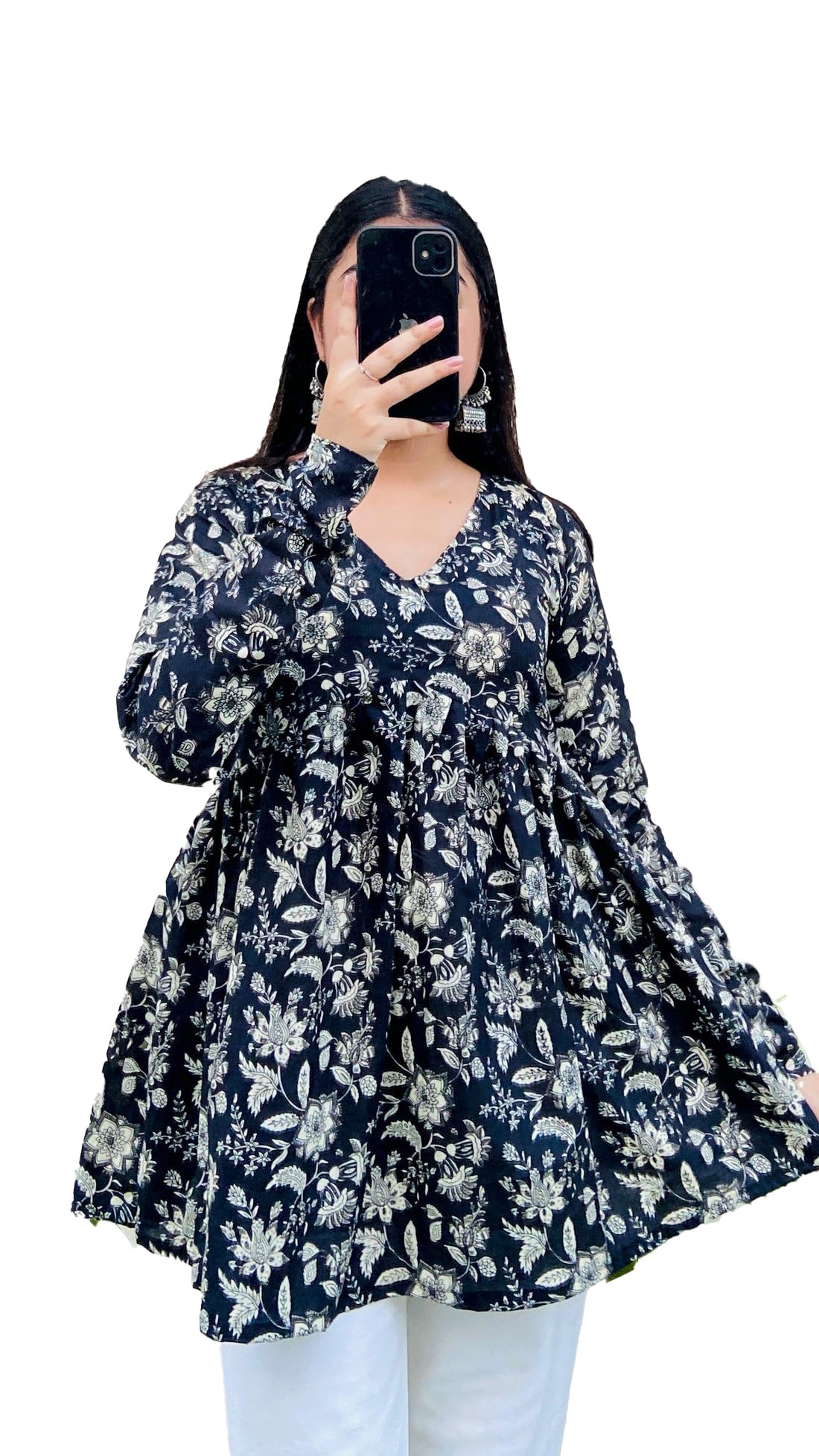 lyssa Women Floral Print Rayon Flared Short Kurta|Full Sleeves-picture-43