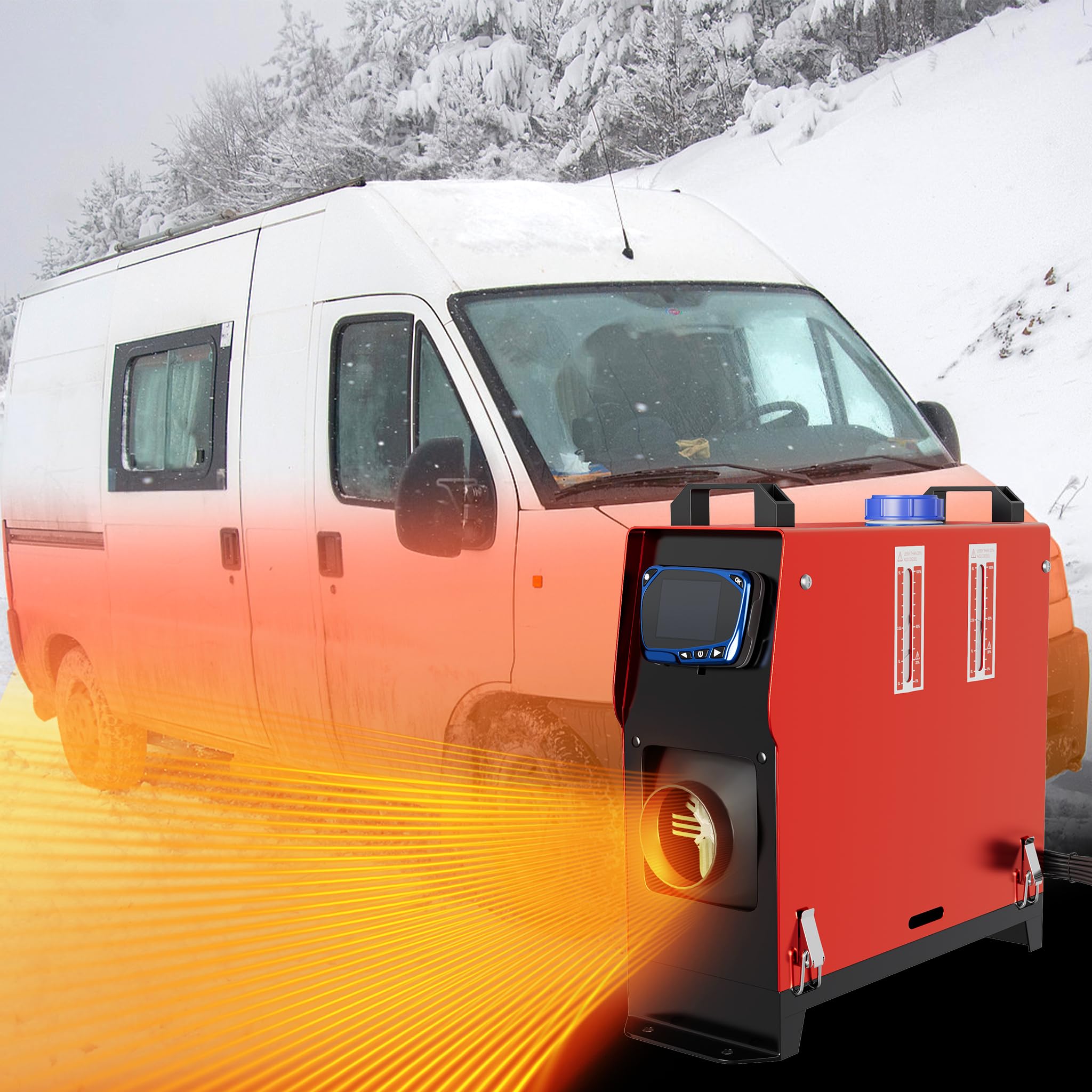 UISEBRT Riscaldatore d'aria diesel 12V riscaldatore d'aria 8KW, Riscaldatore di parcheggio ad aria diesel, riscaldatore diesel con silenziatore, telecomando, schermo LCD per auto, camper, barche,
