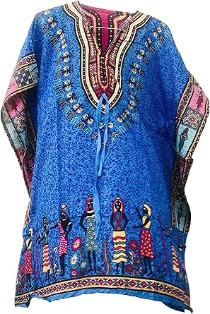 Short Kaftan Dresses for Women African Caftan for Women V Neck Kimono Beach Maxi Short Sleeve Dress Cover Up Gown Beach Party Casual Dress Blue