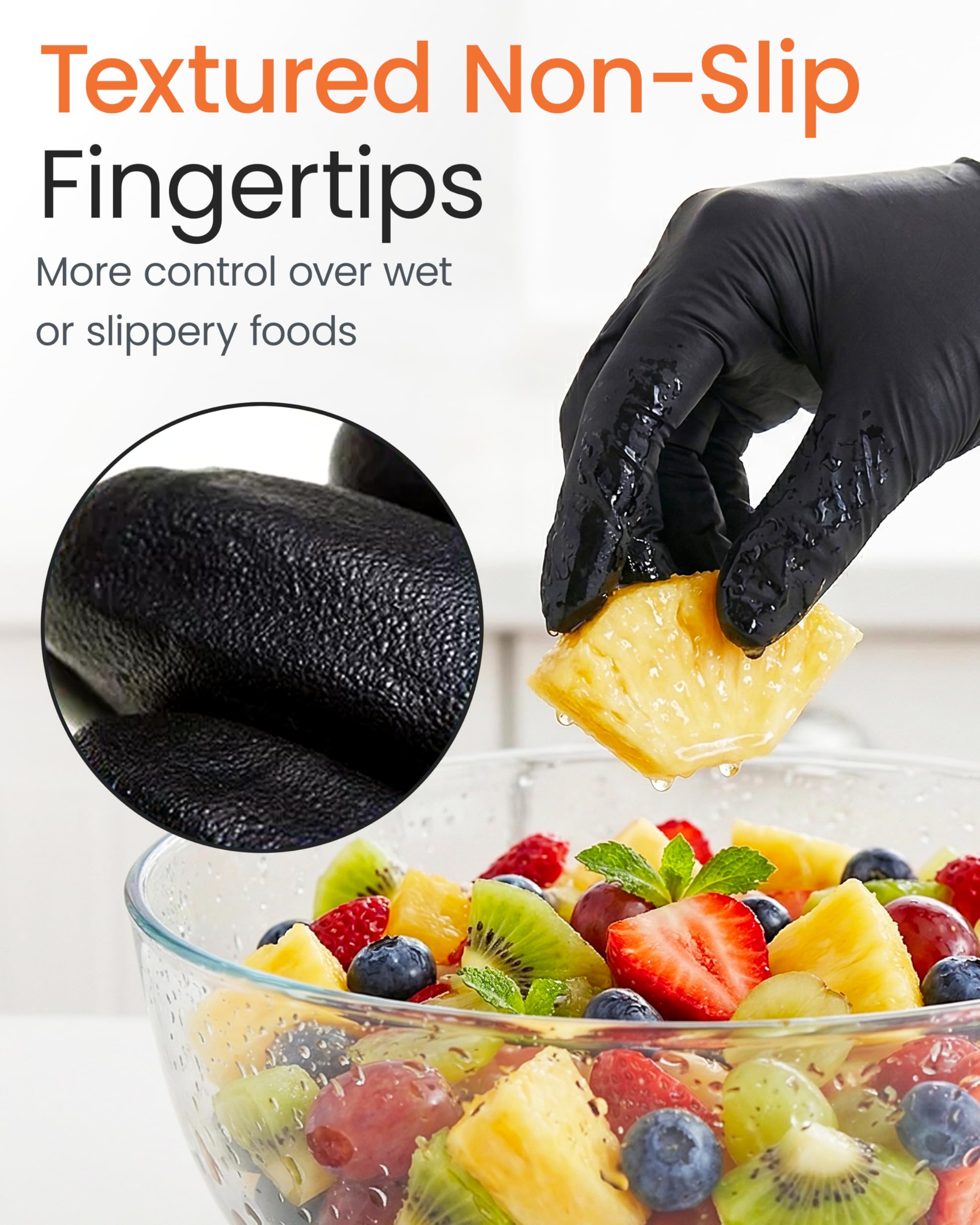 Guantes desechables de nitrilo negro, 5 mil de grosor, sin polvo, sin látex, guantes industriales desechables, aptos para alimentos, XL (caja de 100 unidades)