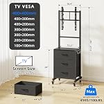 GYIIYUO Rolling TV Stand with 3 Storage Fabric Drawers/Mount/Wheels, Small Mobile TV Stand for 32-55 inch TVs, Corner TV Cart for Bedroom,Office,Living Room(Black)