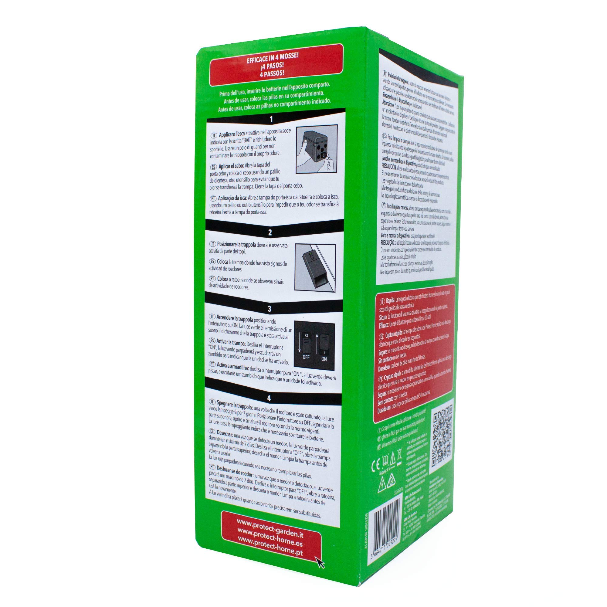 Protect Home - Trampa eléctrica para Ratas, 100% eficaz, Alto Voltaje, 50 descargas, Calidad Victor, Control de roedores