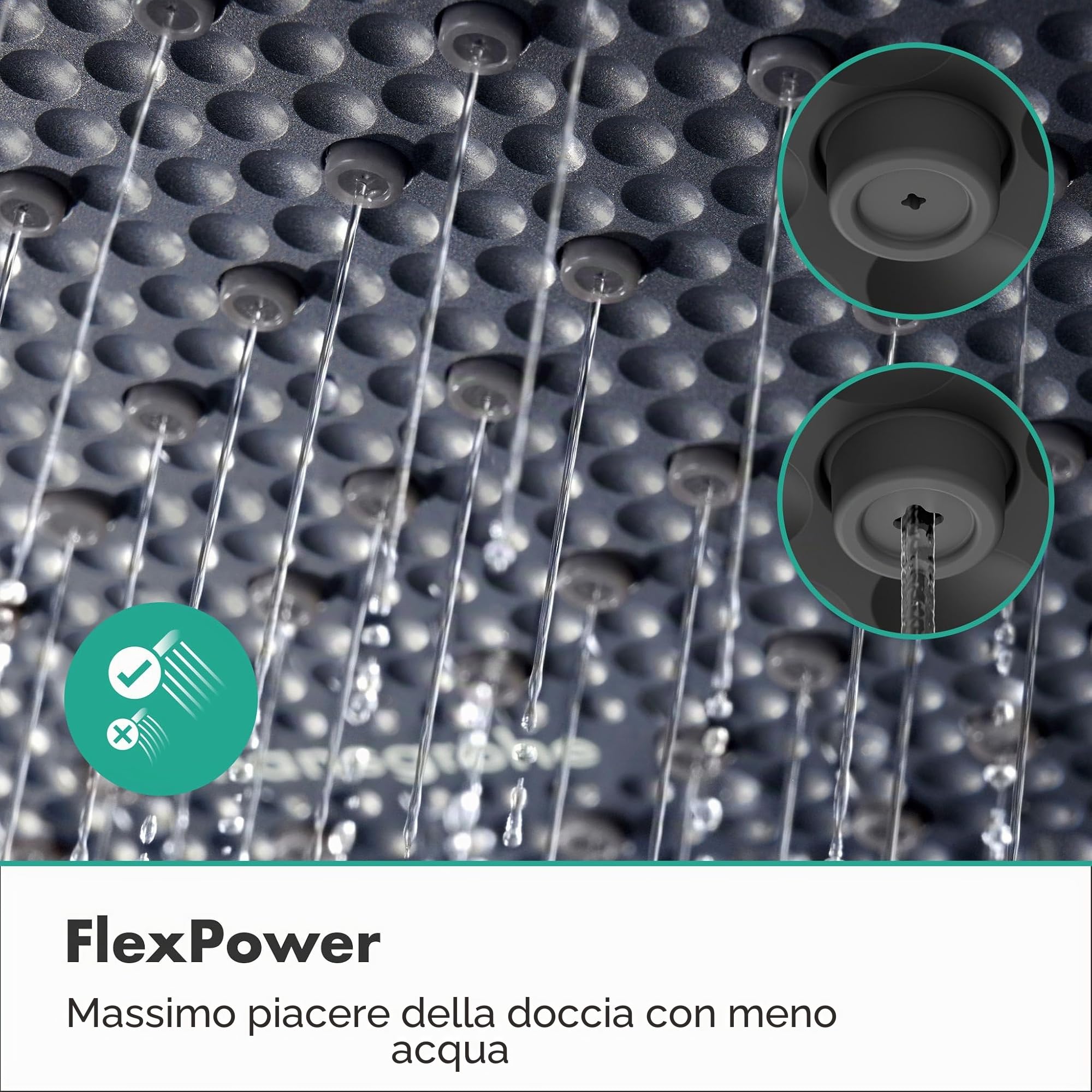 hansgrohe Activera S - Soffione doccia a risparmio idrico 6 l/min (EcoSmart+), Doccia a pioggia rotondo (240 x 240 mm) con 1 getto per montaggio a parete/soffitto, cromo, 28057000