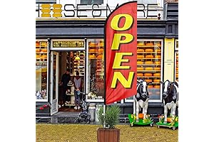 Open Signs for Business, 11FT Stainless Steel Windless Now Open Banner with...