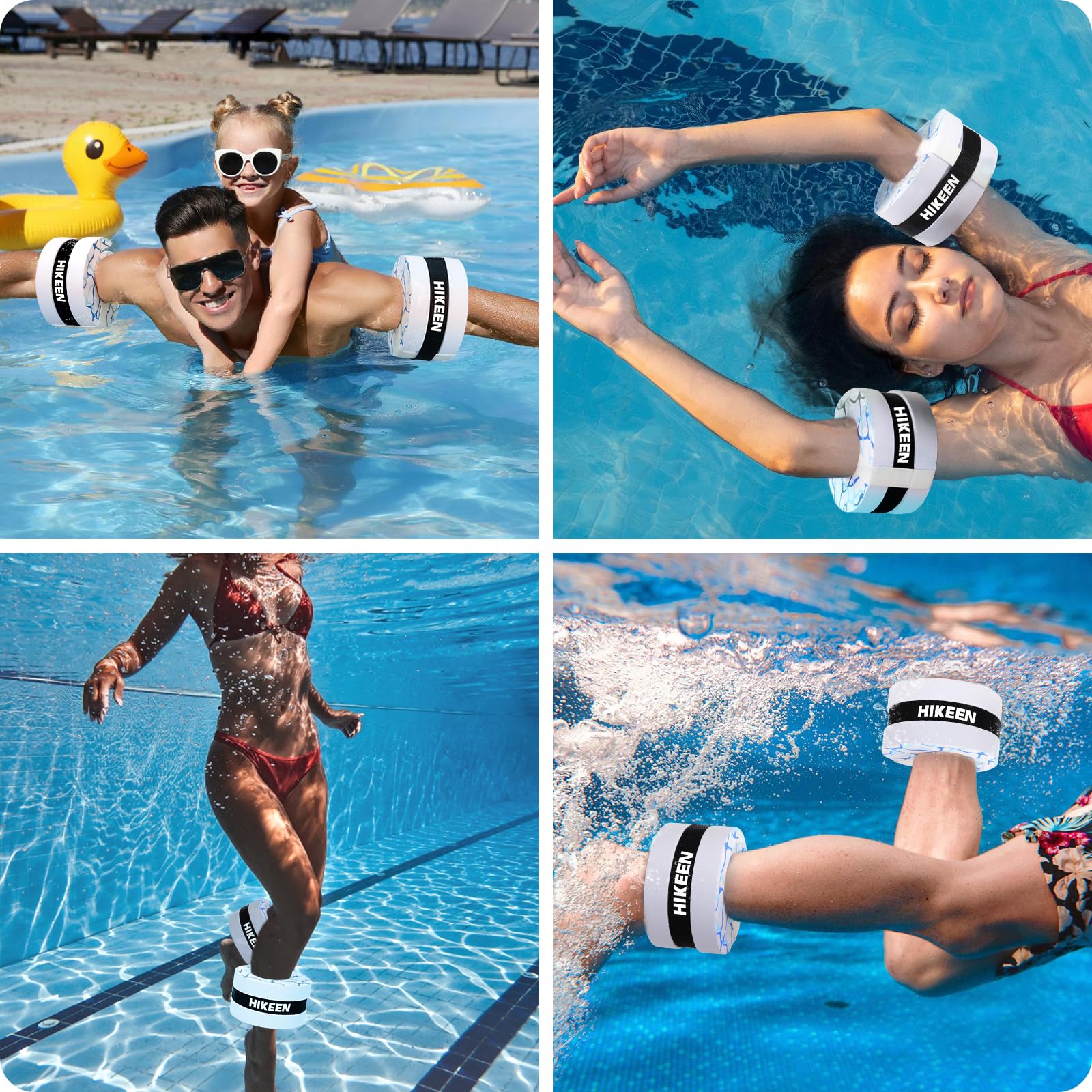 Manchettes Aquatiques EVA Haute Densité – Poignets/Chevilles Réglables – Aquagym, Flottabilité, Résistance – Lot De 2 – 15x15x7,5 Cm