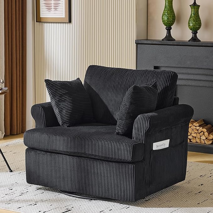 Sillón Giratorio 360° Negro Acogedor 1 Cuerpo miniatura 10