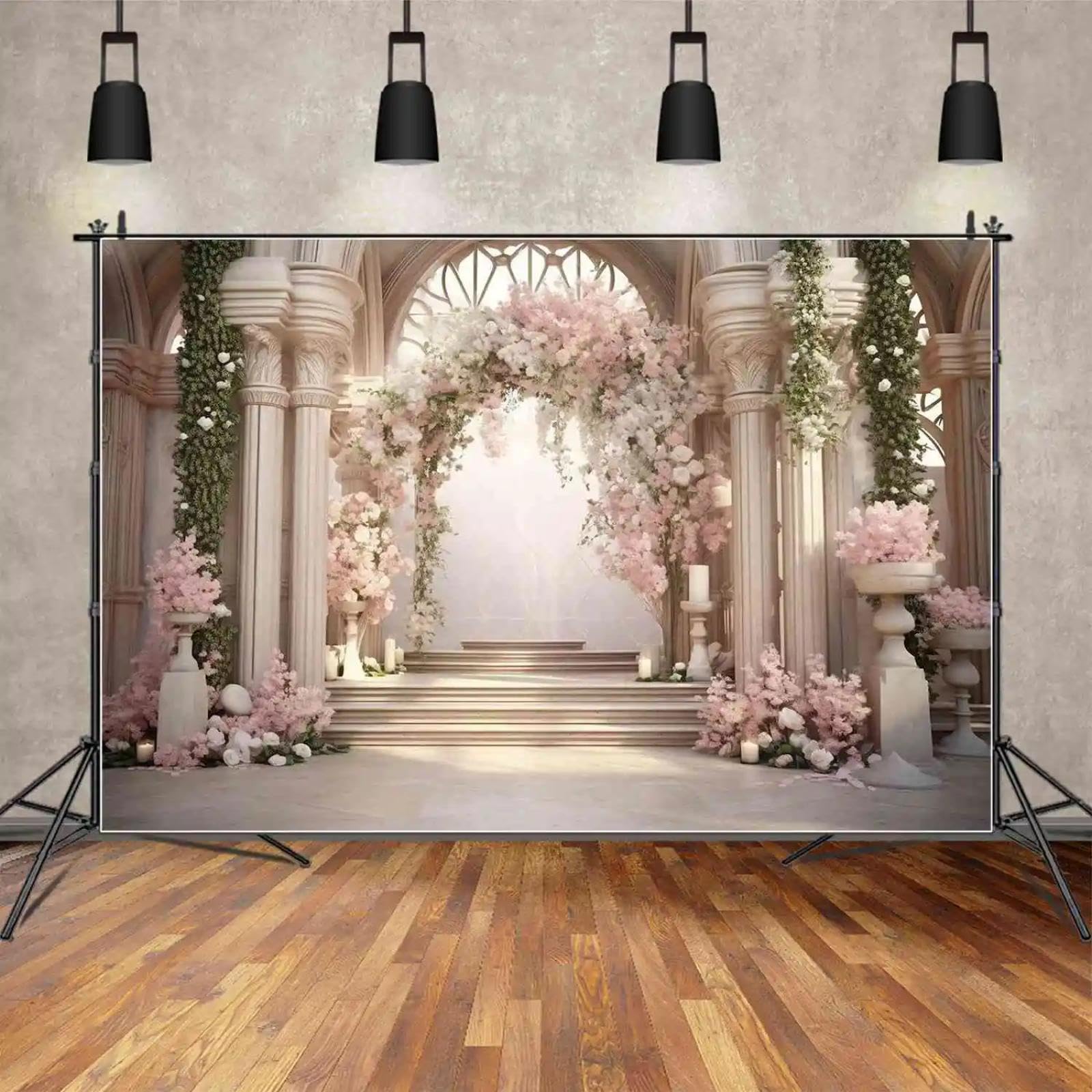 Tło ceremonia ślubna przyjęcie łuk kwiaty marmur sala zdjęcie tło spersonalizowany baner drzwi portret do zdjęć 350 x 230 cm