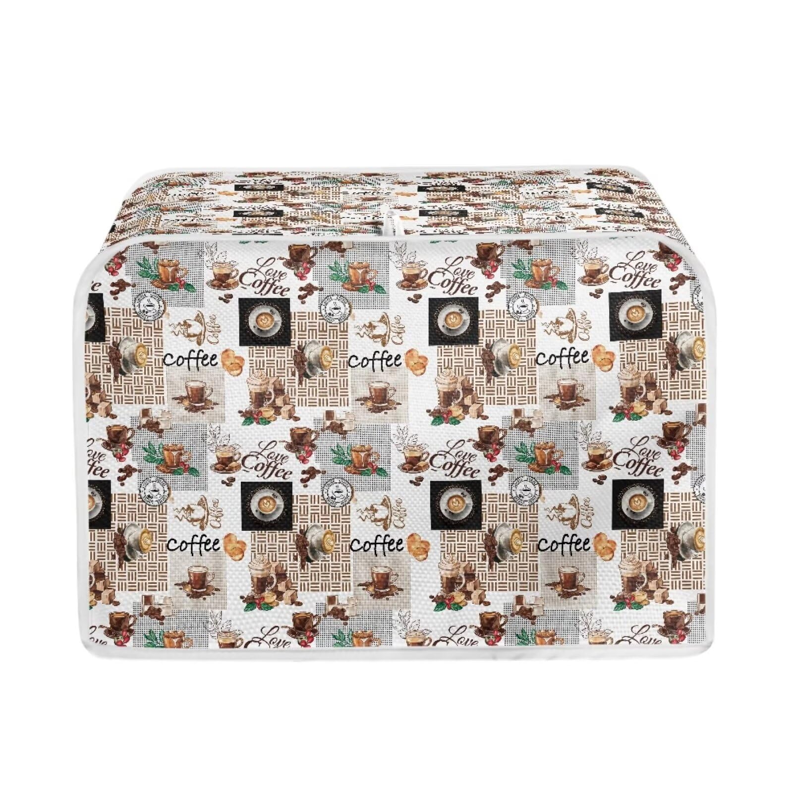 Hechitok Toaster Cover for Kitchen Coffee Pattern Toaster Dust Cover, Washable & Waterproof for Kitchen Universal Size Microwave Oven Dustproof Cover Women Gift