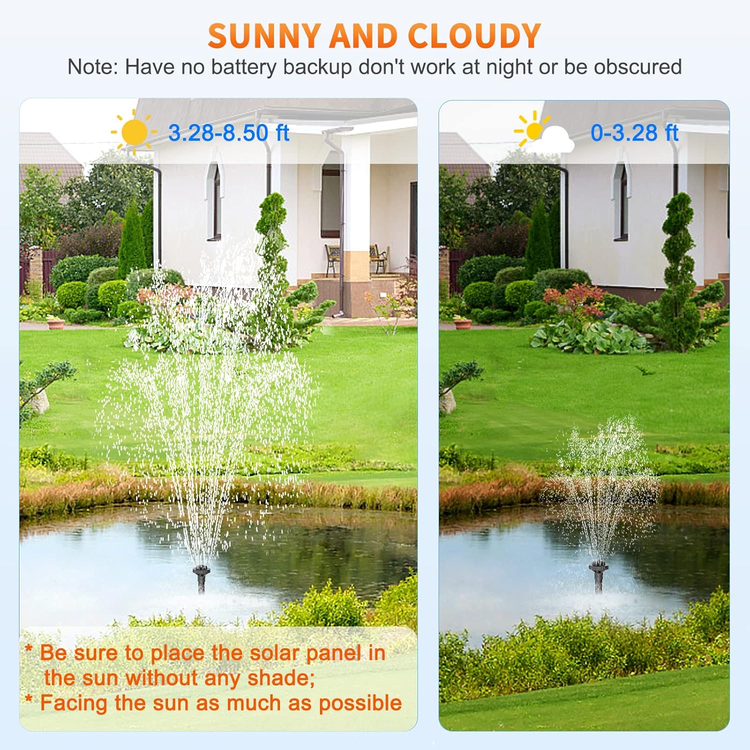 Solar Pond Pump, 25W Solar Fountain Pump with 450GPH Flow & 4 Spray Styles, 16.5Ft Extendable Power Cord, Debris Barrier Bag for Outdoor Fountain, Ponds, Fish Tank, Waterfall, Garden Water Features