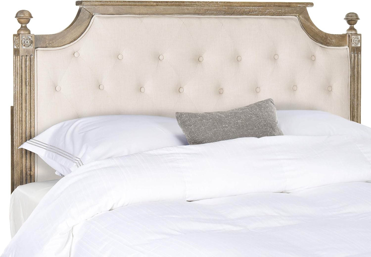 Safavieh Home Collection Tufted Velvet Rustic Oak and Beige Headboard (Queen)