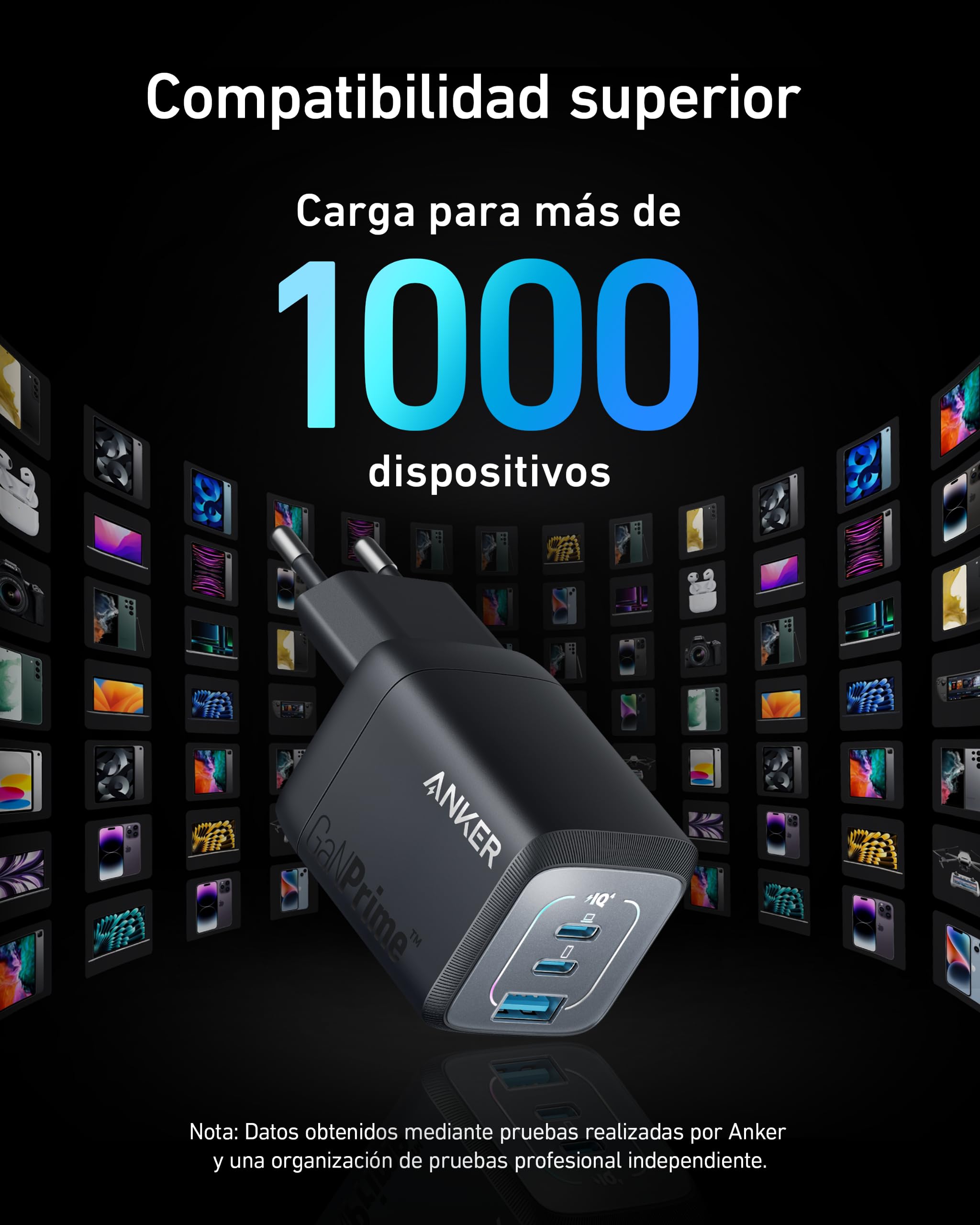 Anker Prime Cargador USB C Carga Rapida 67W, Cargador Plegable y Compacto con 3 Puertos, para MacBook Pro/Air, iPad Pro, iPhone 17/16/15/14 Pro Air, Galaxy S23/S22, Note20, Pixel, Apple Watch y más