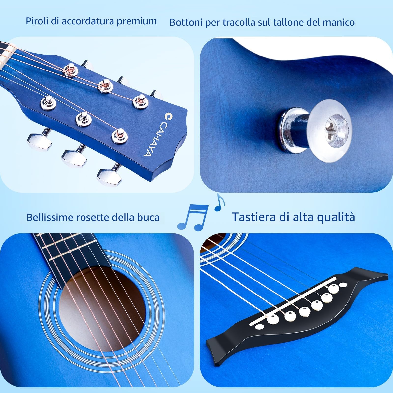 CAHAYA Chitarra Acustica 38 pollici Cutaway Kit con Borsa per Principianti Adulti Bambini