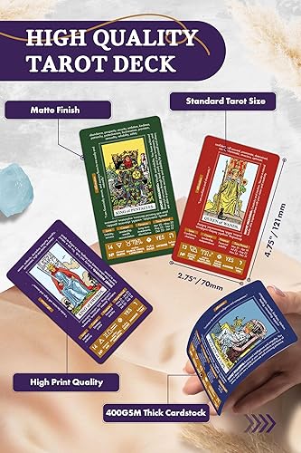 Miniatura 5 de Wyspell Tarot para aprender - Cartas de tarot con significados en ellas - Baraja de tarot para principiantes con significados en ellos - Cartas de