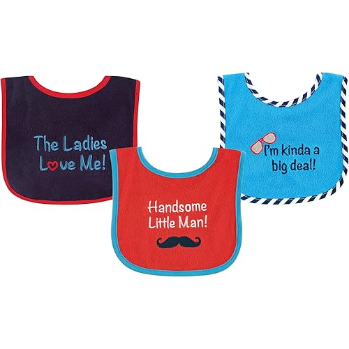 Luvable Friends Unisex Baby Cotton Terry Drooler Bibs with PEVA Back