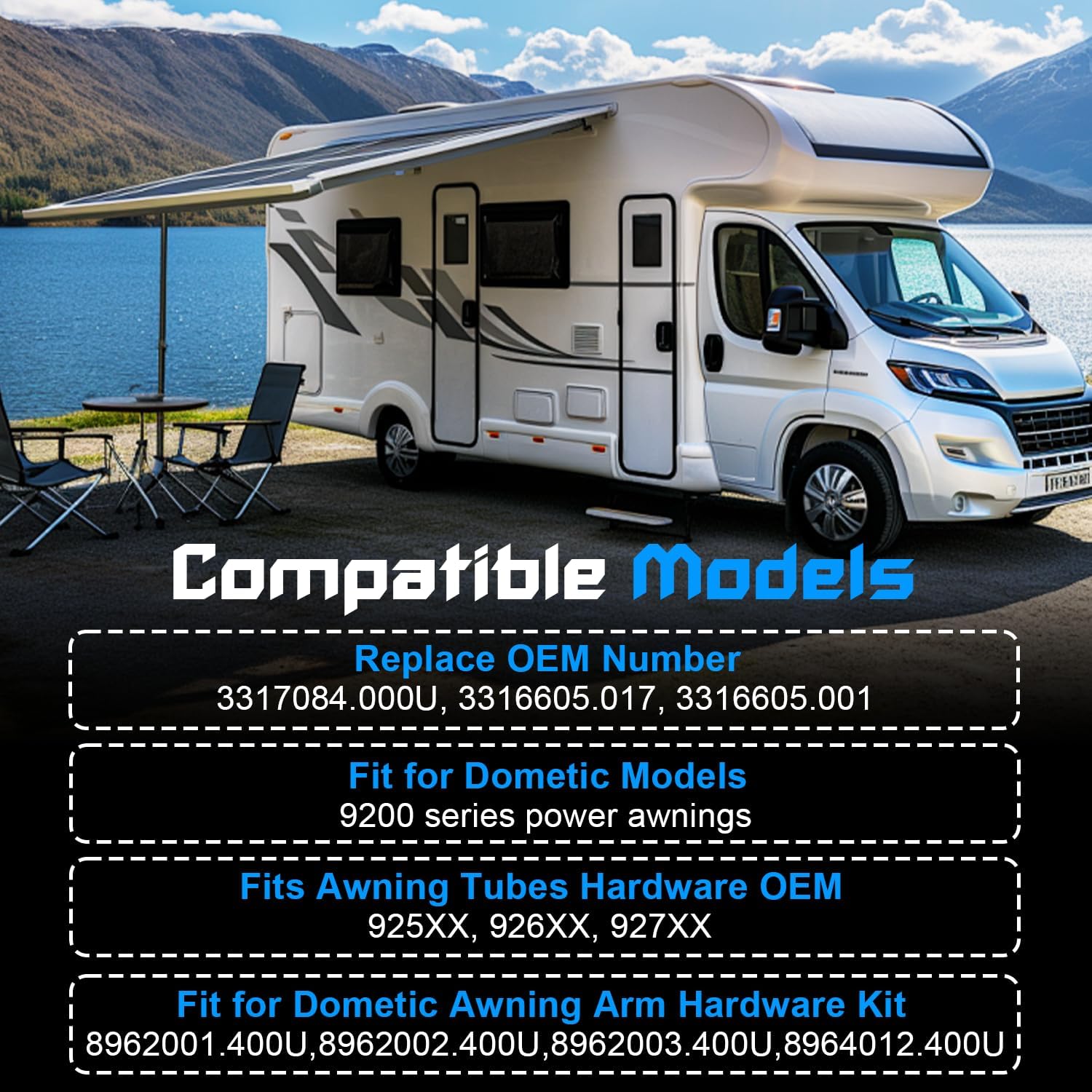 3317084.000U RV Awning Motor Drive Repair Kit Compatible with Dometic 9200 Series Power Awnings, Replaces Parts # 3316605.001, 3316605.017, 8962001.400U