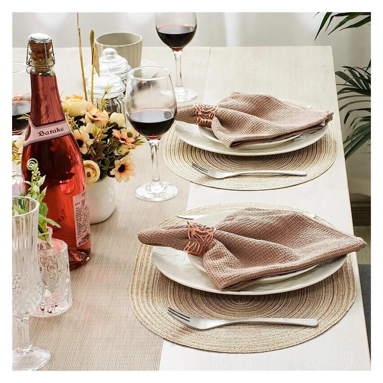 Tovaglietta Ovale 1/4/6/10PCS 35x50cm Tovagliette ovali intrecciate grandi tovagliette for tavoli da pranzo tovagliette resistenti al calore in tessuto naturale di Natale(Grey,4pcs 35x50cm)