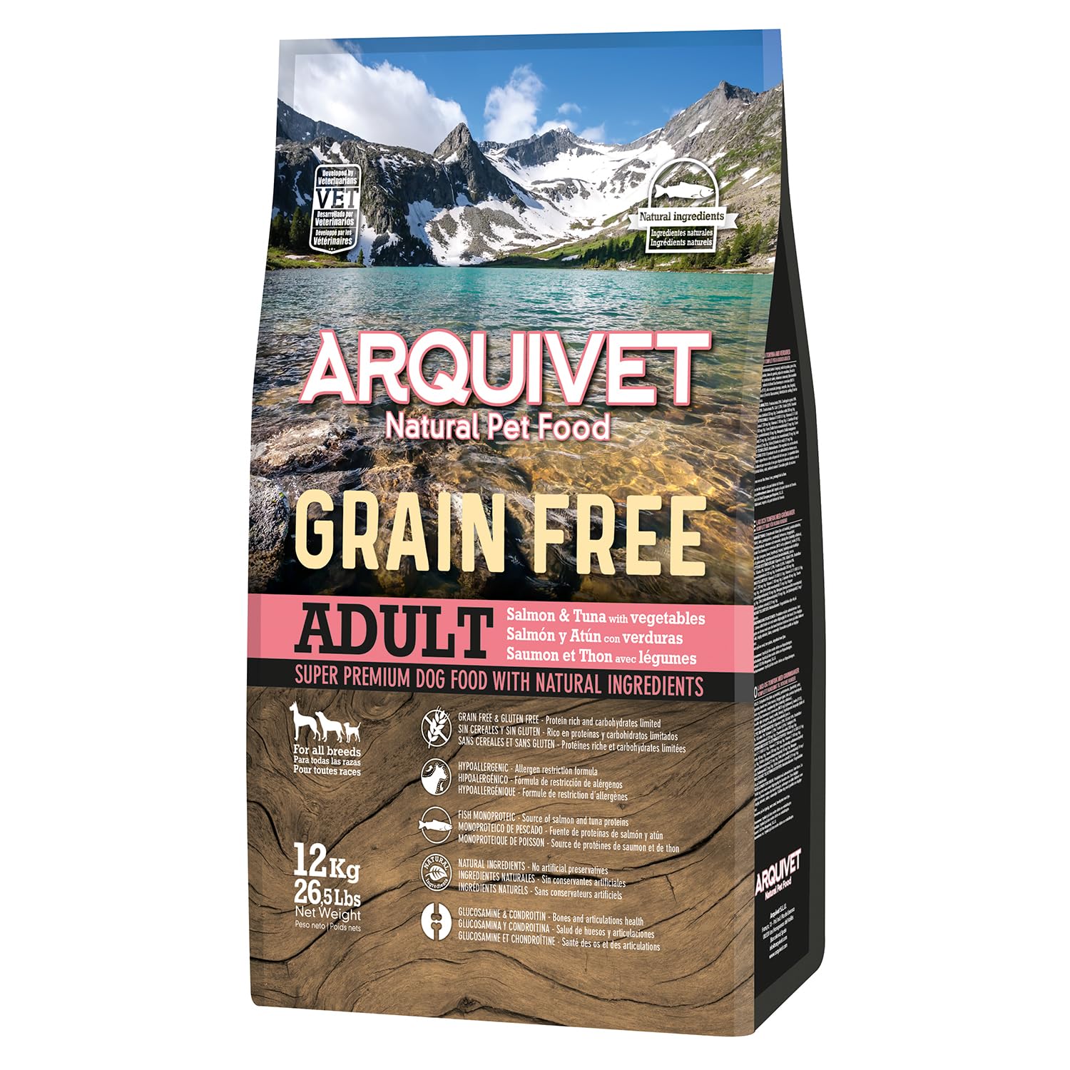 Arquivet Grain Free - Adult Salmón y atún con Verduras, 12 kg (Paquete de 1)