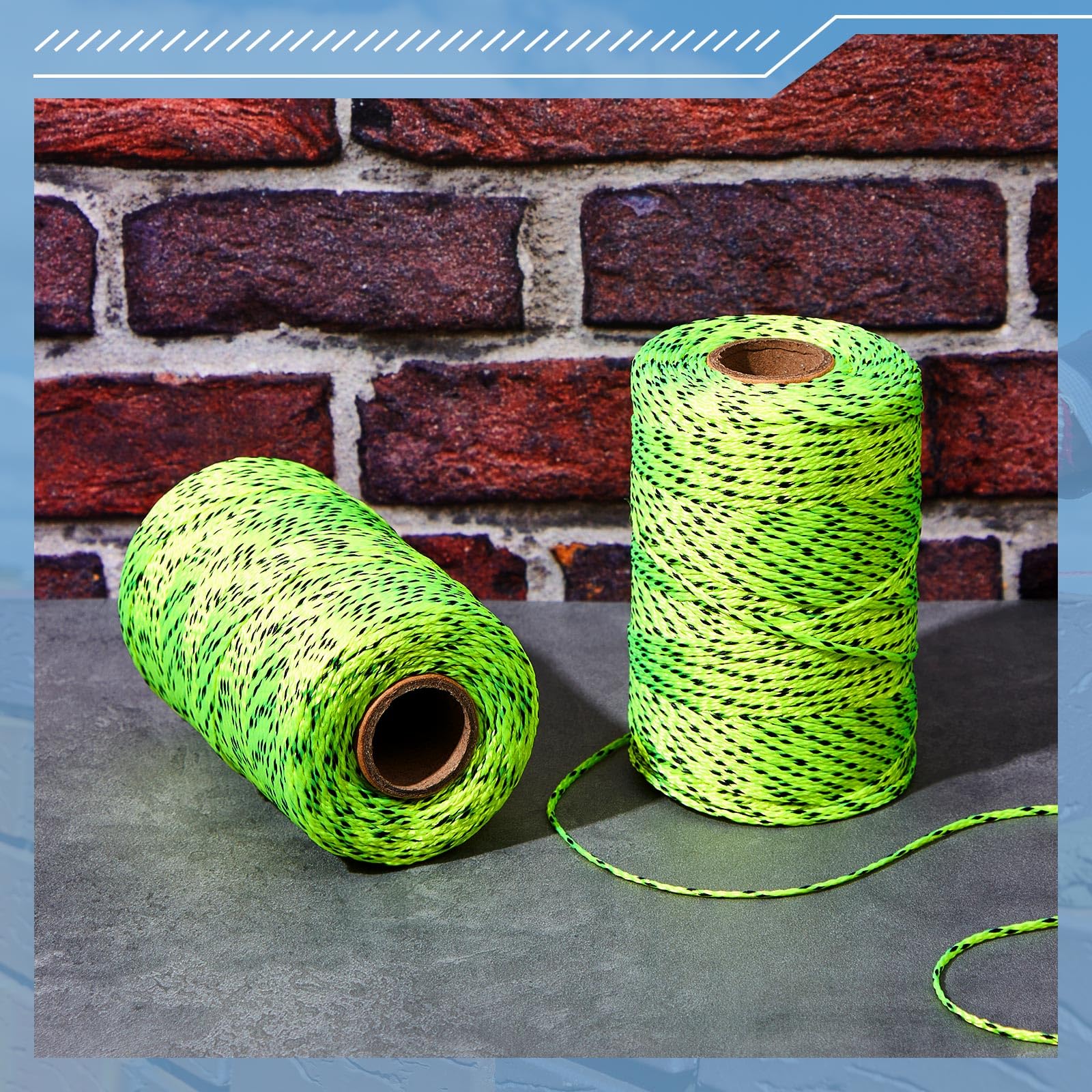 Amylove 6 rollos de cuerda de nailon de 500 pies, cuerda trenzada de nailon resistente para exteriores, cuerda colgante de mampostería para construcción, proyectos de bricolaje (amarillo fluorescente