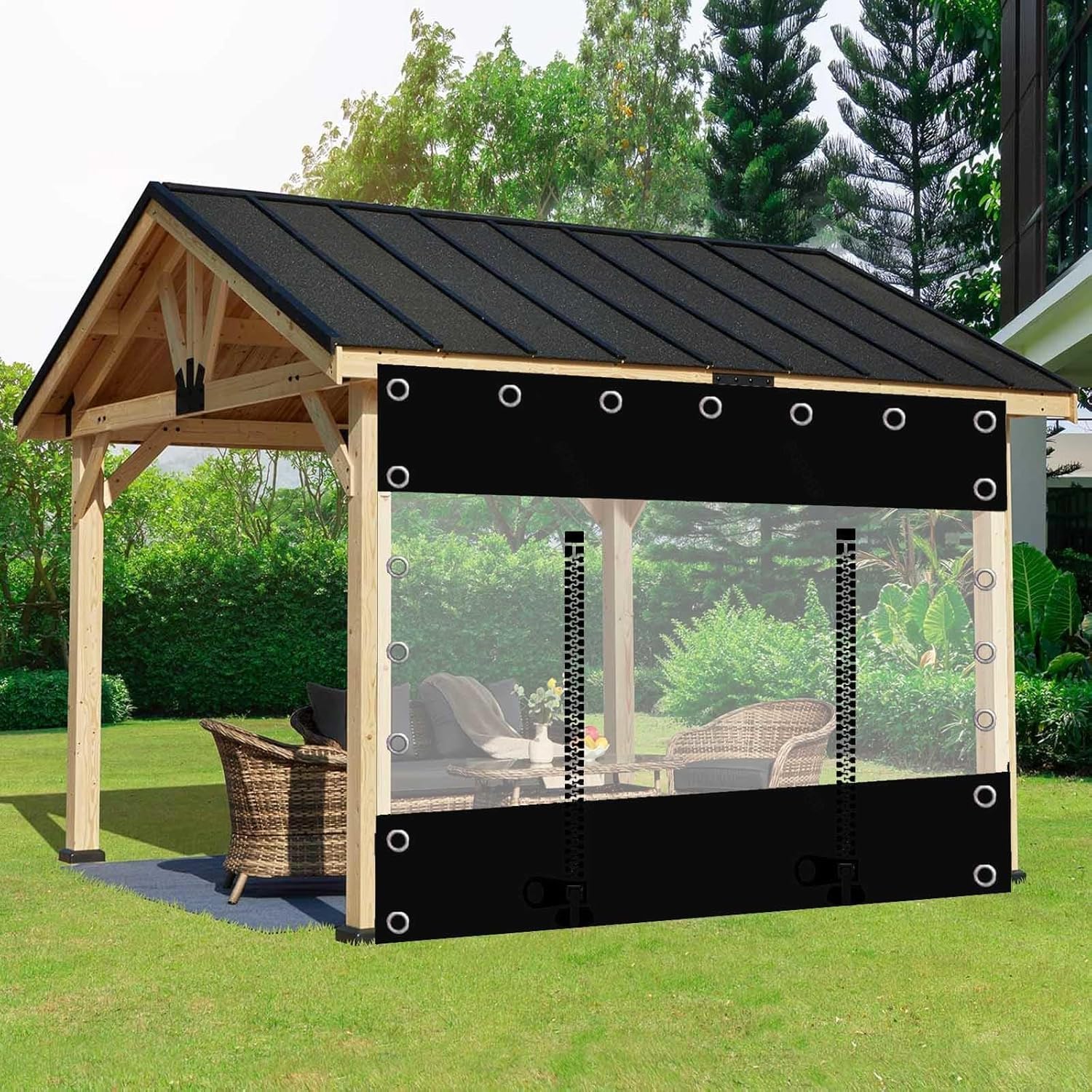 Panneaux latéraux en PVC imperméable rideau transparent anti vent pluie