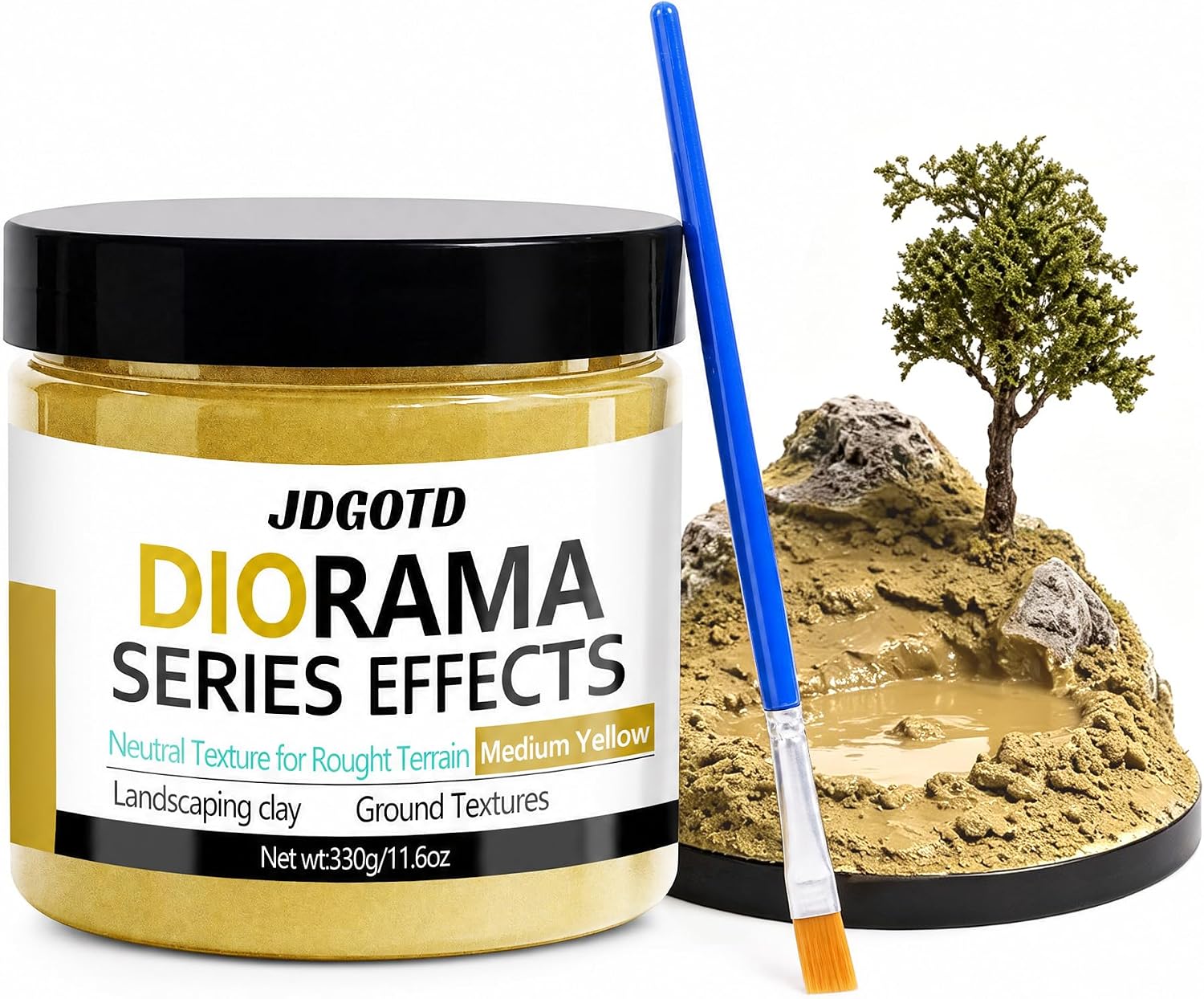 11.6oz Diorama Series Effect Earth Textures, Realistic Texture, Scene Making Dirt Mud for Diorama Miniature. (Medium Yellow)