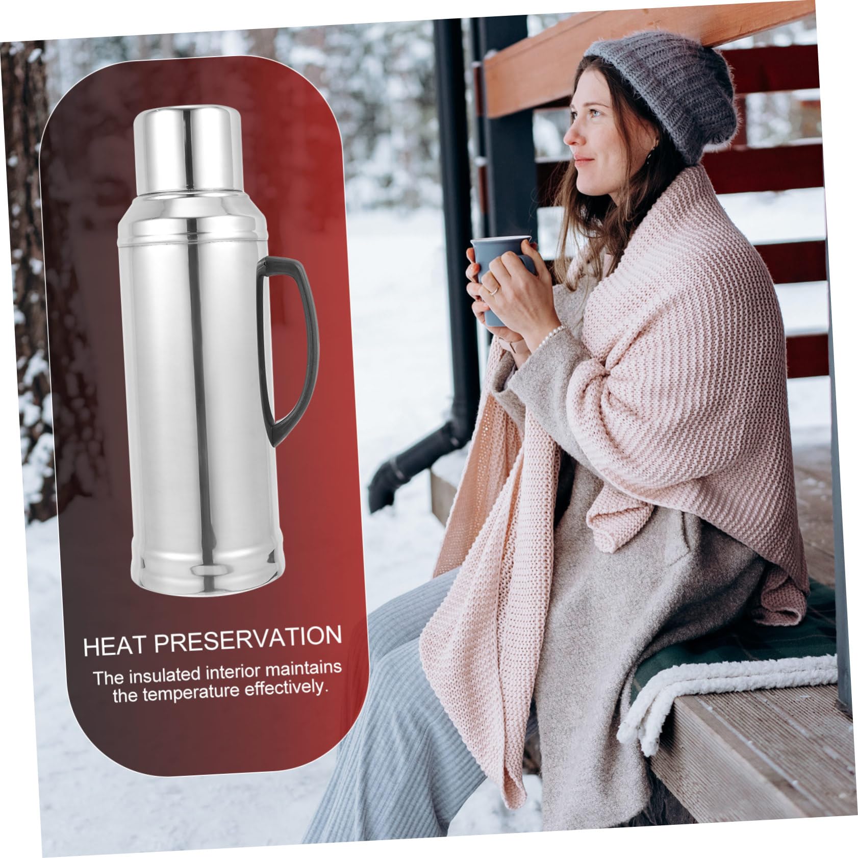 Amosfun Edelstahl Thermoskanne mit Glas innenkolben Doppelwandige Isolierflasche Warmhalteflasche für Haushalt Bpa frei Praktische Vakuum Trinkflasche für Heiße Getränke und Tee