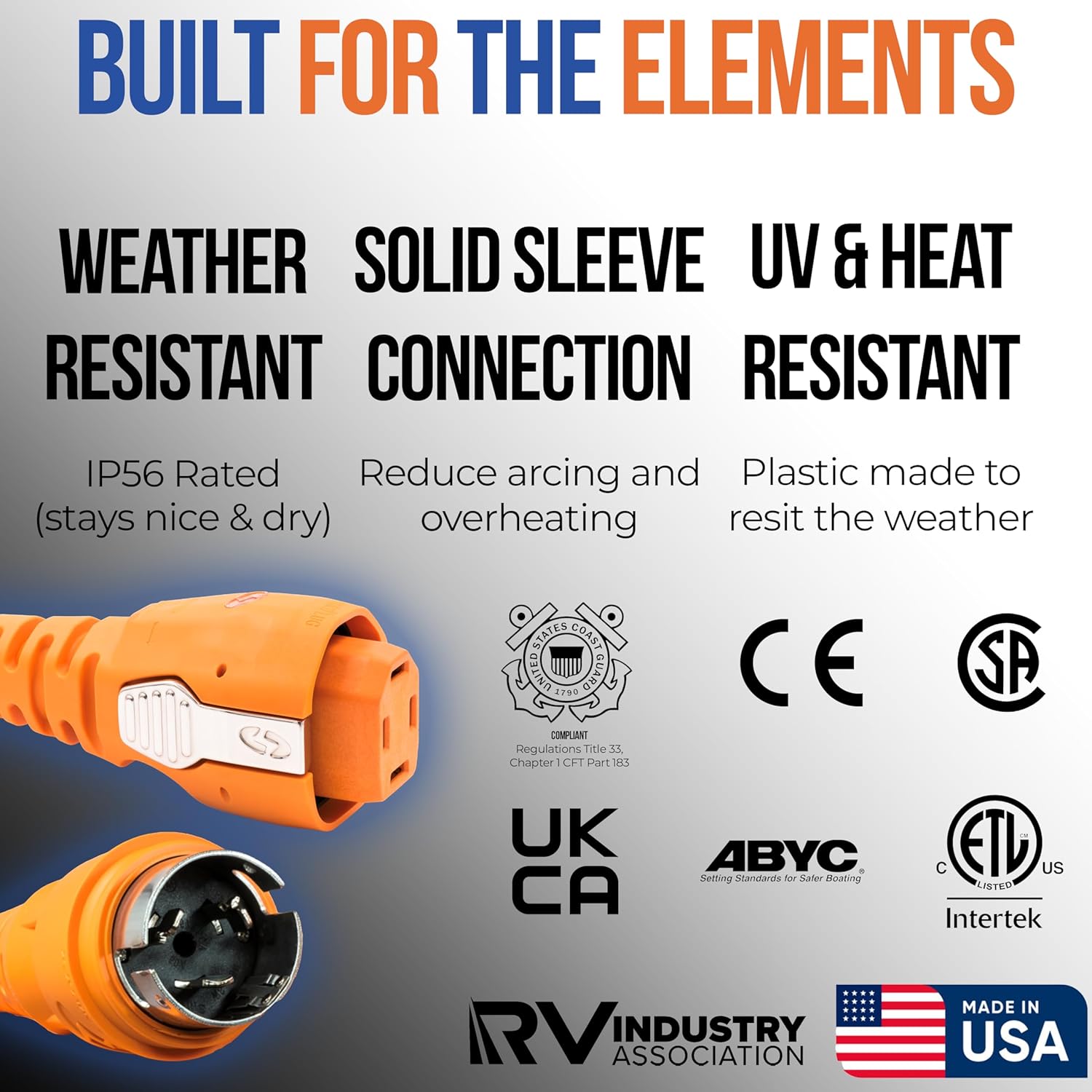 SmartPlug 50 Amp Shore Power Cord – 50A 125V/250V Marine Cord, RV Accessories, Marina Park Power End, Waterproof Locking Plug, Tinned Wire, Boat Shore Power, Generator Power Cord, 50 FT