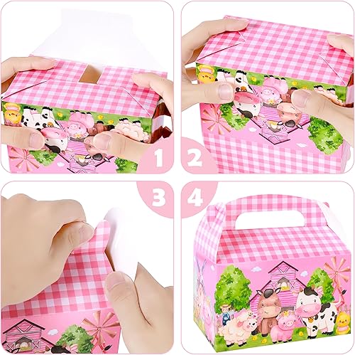 Miniatura 5 de Cajas a dos aguas de animales de granja, 24 unidades, cajas de regalo de fiesta, granero, decoraciones de fiesta de cumpleaños para temática de baby