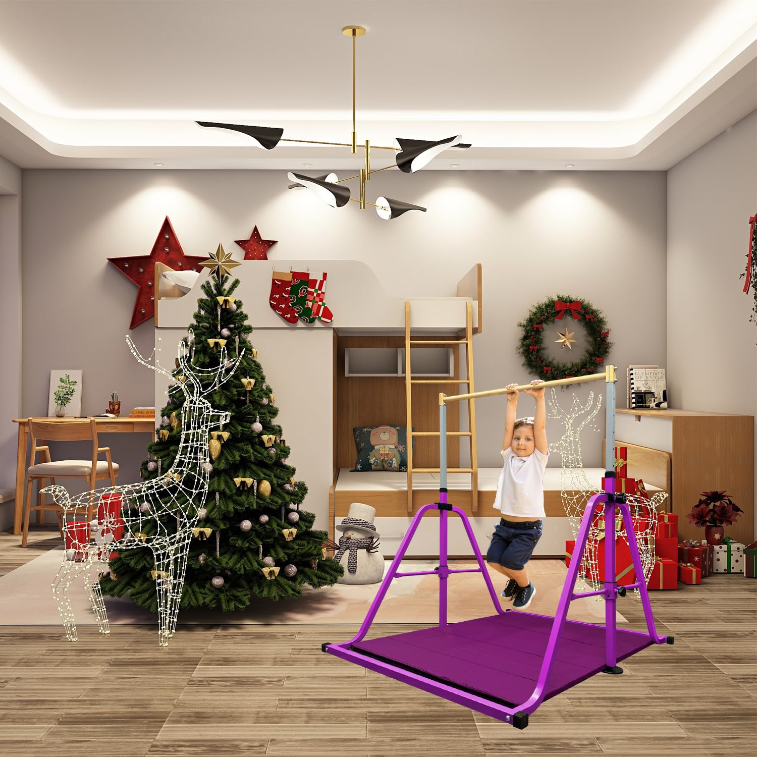 Foldable Gymnastics Bar for Kids, Adjustable Height 3-5ft, 330lbs Weight Capacity, Professional Junior Training Equipment for Home, Ideal for Girls & Boys Birthday Gift 7 Foldable Gymnastics Bar for Kids, Adjustable Height 3-5ft, 330lbs Weight Capacity, Professional Junior Training Equipment for Home, Ideal for Girls & Boys Birthday Gift - Image 5