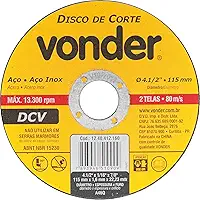 Disco de corte 115,0x1,6x22,23 para aço carbono e inox - Vonder