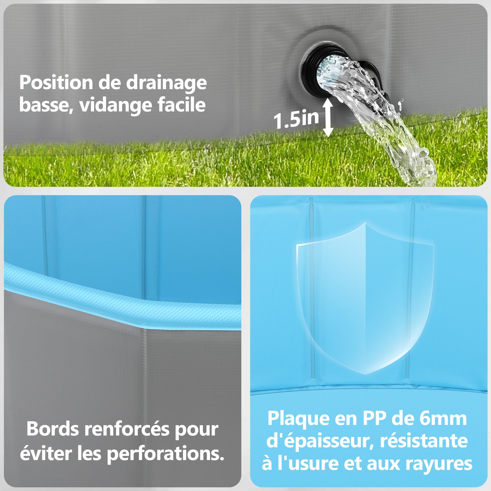 FORMIZON Piscine pour Chien Pliable, Piscine Chiens Rigide pour Grands Chiens et Petits - Stable & Antidérapante & PVC Épais Portable Pataugeoire Chien, pour Animaux de Compagnie Enfants (160)