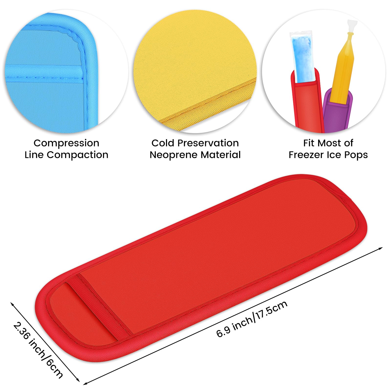 Custom Ice Pop Sleeves with Name Logo Text, Neoprene Insulator Sleeves, Freezer Popsicle Holder Sleeves, Colorful Ice Sleeves Holder Bag, Reusable Washable Ice Popsicle Holders for Kids