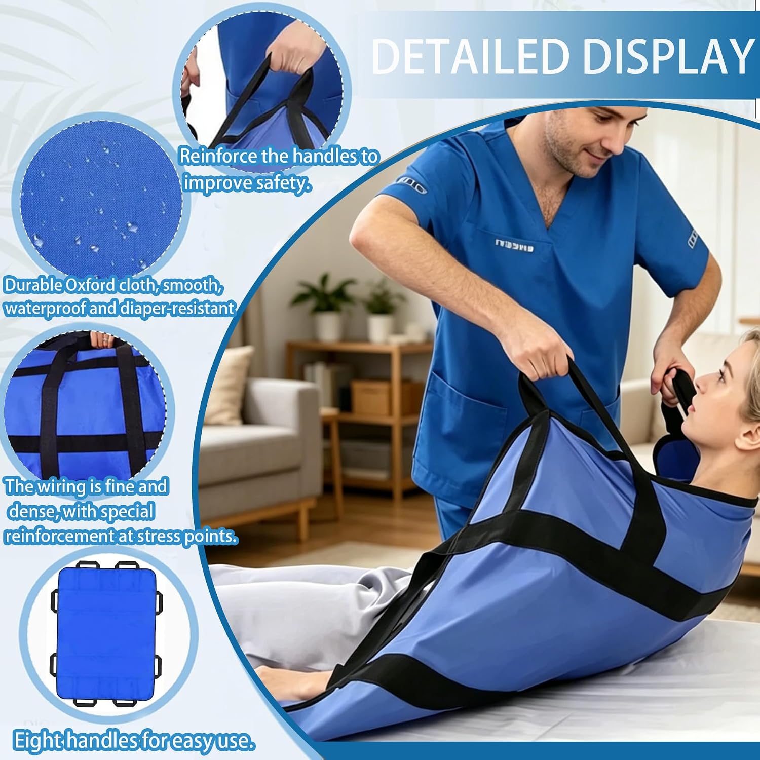 Multipurpose Positioning Bed Pad with 8 Reinforced Handles Washable, Waterproof,for Lifting,Turning,Transfering,Elderly and Incontinence Patients,Bedridden (Purple,48"x40"-Pack of 1)