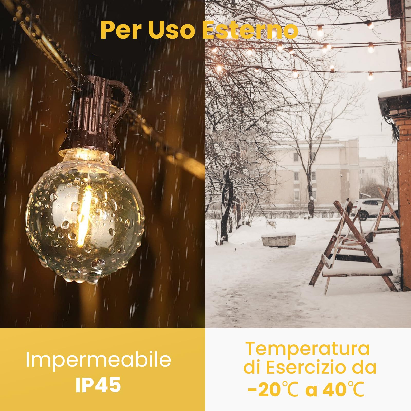 Yuusei 60M Catene Luminose Esterno con Telecomando, 100+4 G40 Plastica Impermeabile Lampadine with IP45, Warmweiß 2500K Esterni Catene Luminose per Terrazzo Festa Natale Matrimonio