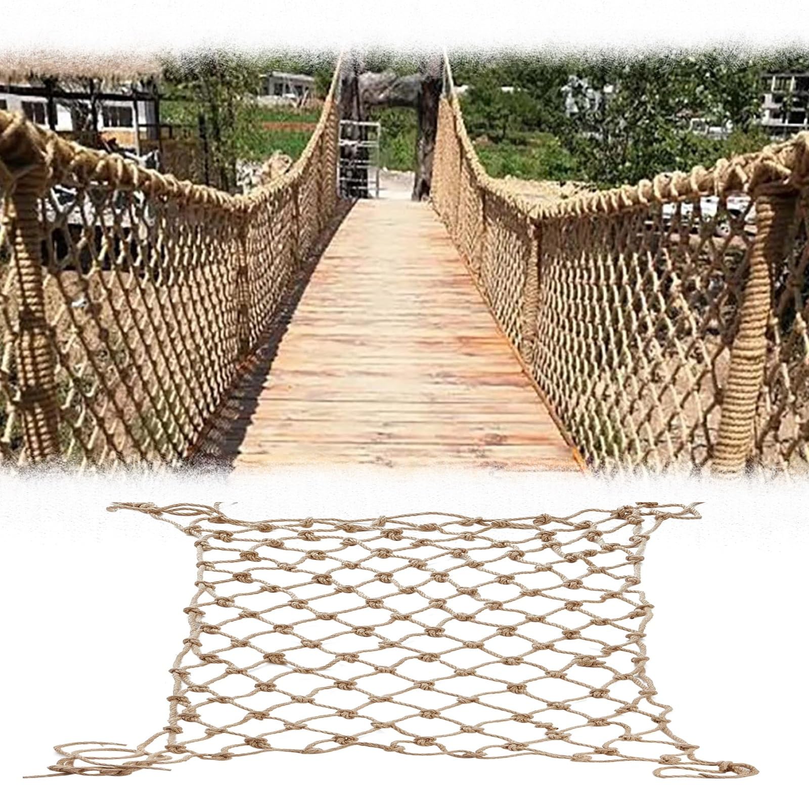 Gjzqdkx Heavy Duty Climbing Net - Jute Hemp Rope Safety Net For Stairs, Balconies, Railings, Garden & Playground Protection - Indoor/Outdoor Use, Durable Rope Fencing