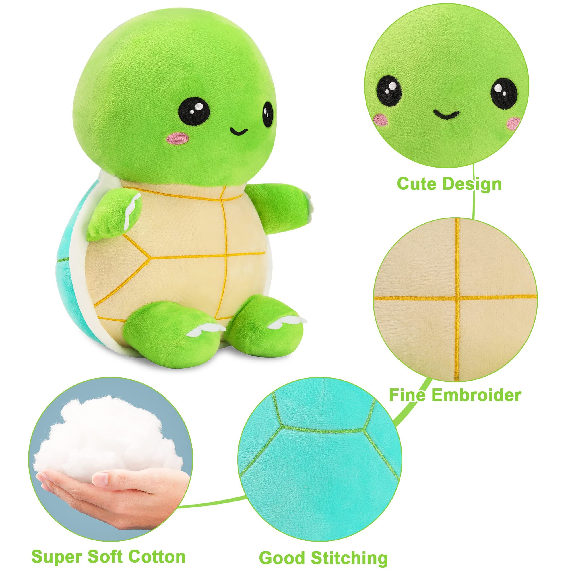 11'' Green Turtle Plushies Cute Stuffed Animal Tortoise Plush Toy Adorable Soft Turtle Doll Creative for Kids Boys Girls - Image 3