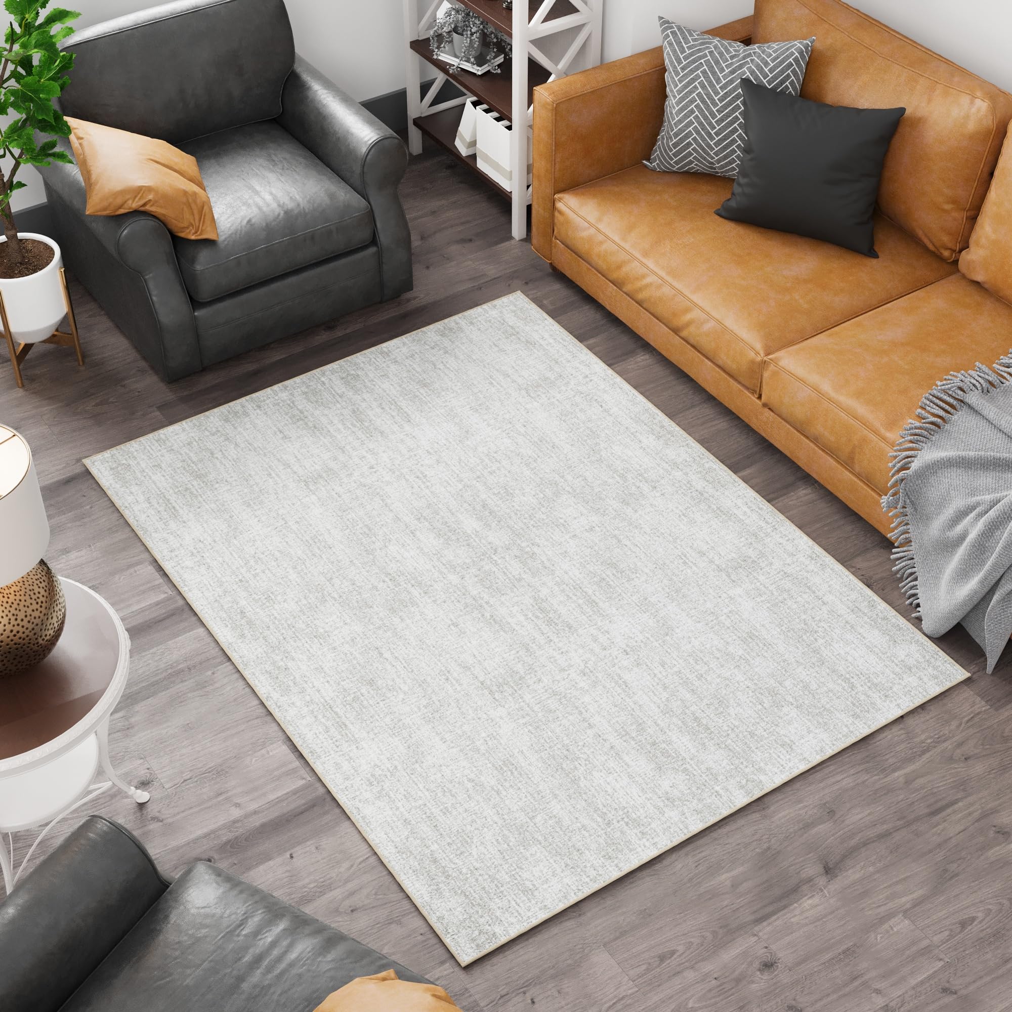 Ottomanson Washable 5 x 66 Living Room Area Rugs Solid Non-Slip Carpet Rug for Bedroom Dining Room and